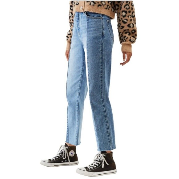 PacSun Jeans Women's Size 23 Button-Fly High Rise Straight Crop 2-Tone Denim - Picture 12 of 15